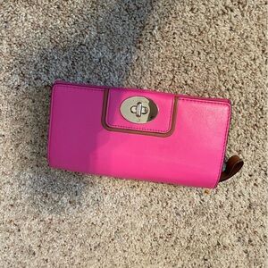 Kate Spade Pink Wallet with Turn Lock Closure